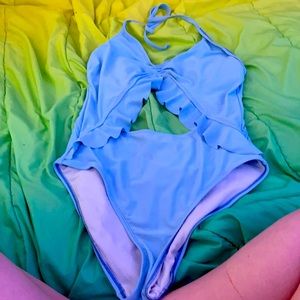 Light blue one piece bathing suit